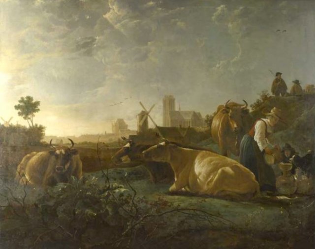 a-distant-view-of-dordrecht-with-a-milkmaid-and-four-cow-1650